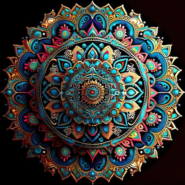 Desenho colorido de mandala