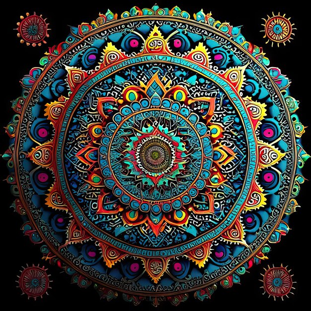 Desenho colorido de mandala