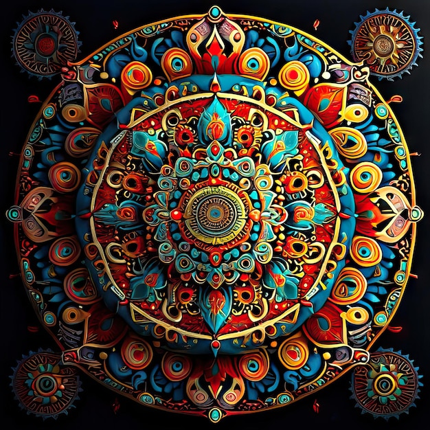 Desenho colorido de mandala