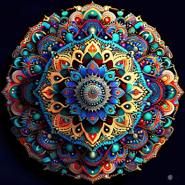 Desenho colorido de mandala