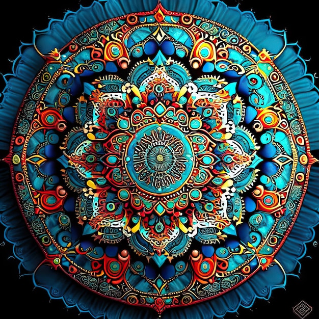 Desenho colorido de mandala