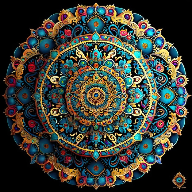 Desenho colorido de mandala