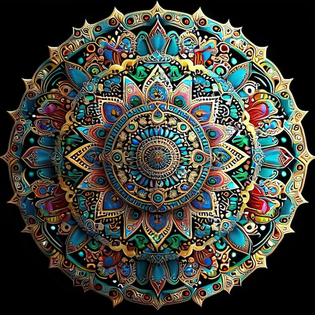 Desenho colorido de mandala