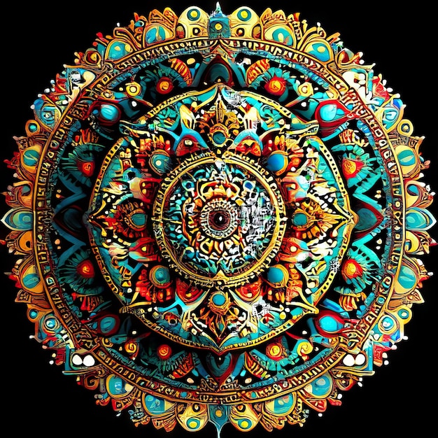 Desenho colorido de mandala