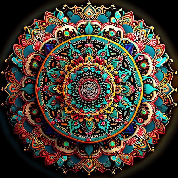 Desenho colorido de mandala