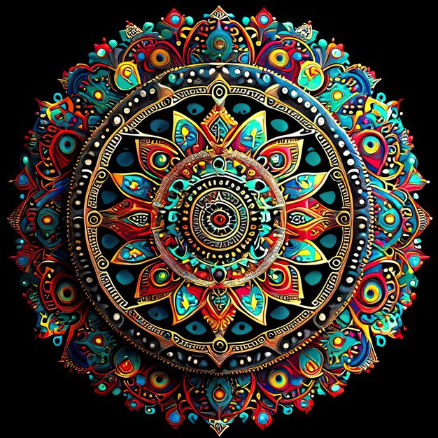 Desenho colorido de mandala