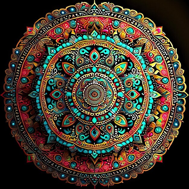 Desenho colorido de mandala