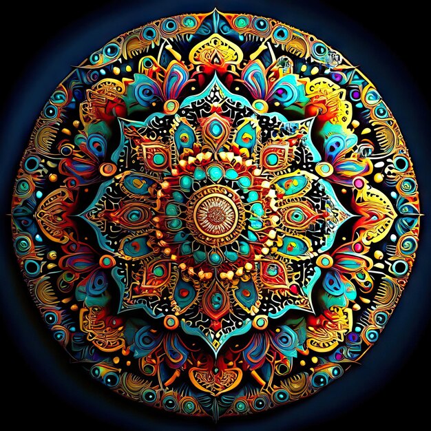 Desenho colorido de mandala