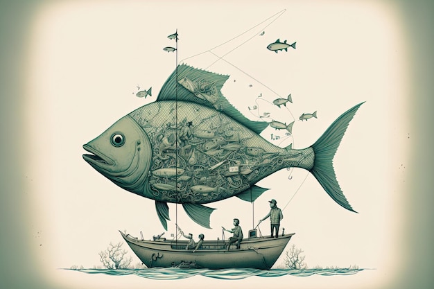 Desenho conceitual de pesca