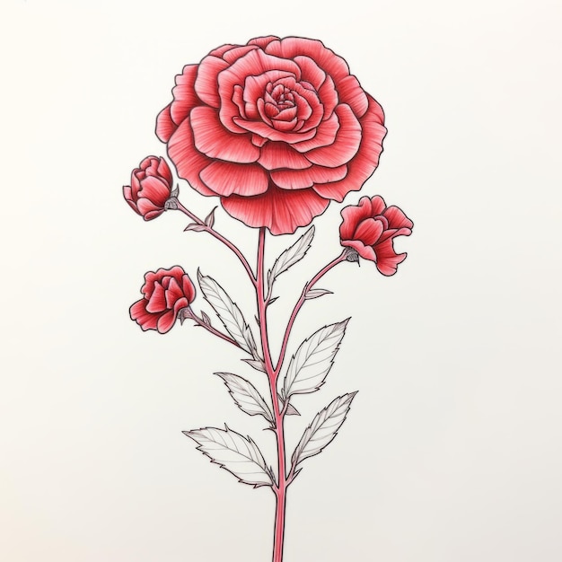 Desenho contínuo de uma rosa com verbena