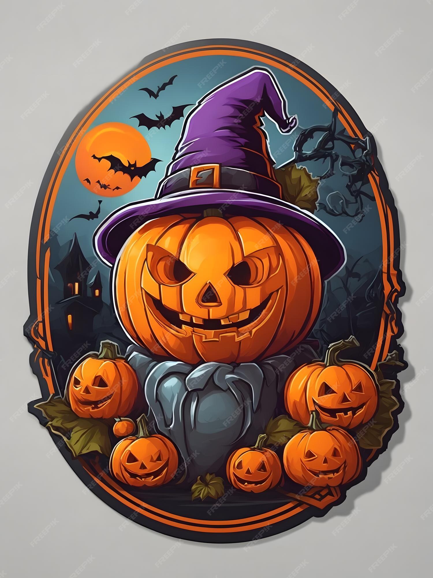 Desenho de adesivo de abóbora de halloween simples e ilustrativo