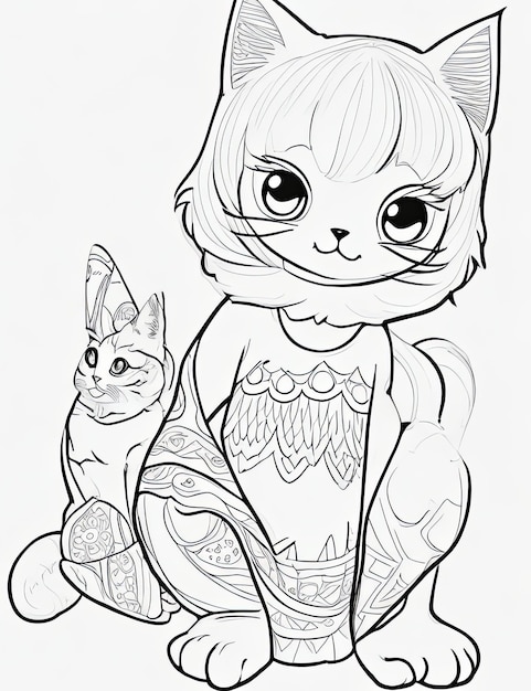 Desenho de personagem de animal e personagem para colorir