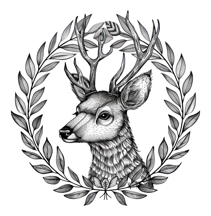 Foto desenho de animais selvagens ilustrados com cervos da png
