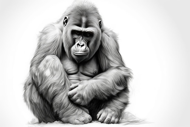 Desenho de animal gorila bonito com lápis