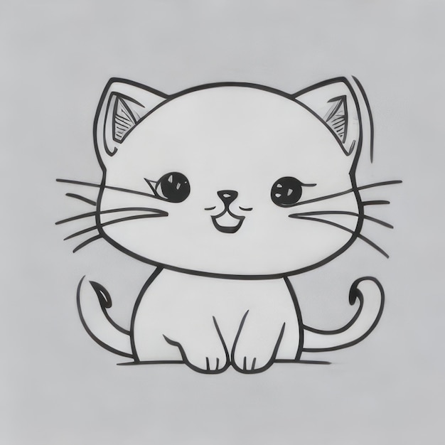 Desenho de animal para colorir para crianças gato