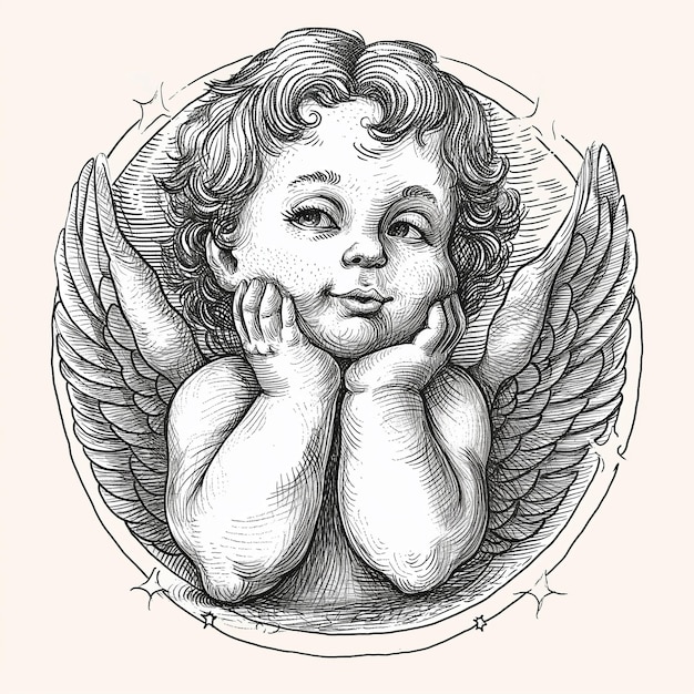 Foto desenho de anjo de bebê desenhado à mão