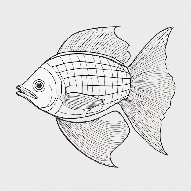 Foto desenho de arte de linha de peixe koi