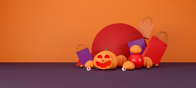 Desenho de banner de venda de Halloween