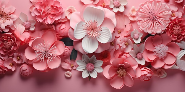 Desenho de banner para campanha de promoção de venda de primavera Flores de papel artesanal feito à mão