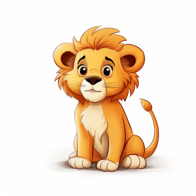 Foto desenho de bebê leão de desenho animado estilo fofo para crianças
