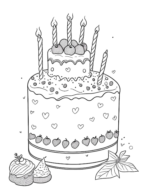 Desenho de bolo de aniversário para colorir para crianças