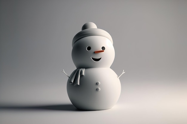 Foto desenho de boneco de neve em um fundo cinza claro