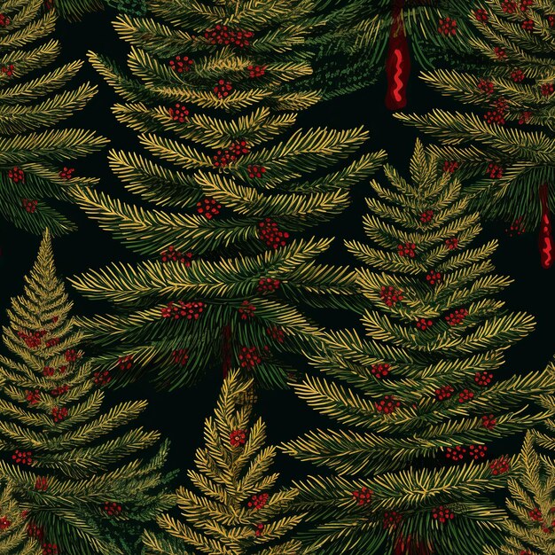 Desenho de bordados sem costura de abetos de Natal para impressão de tecidos