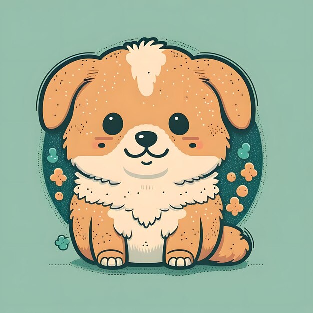 Crie um desenho de cachorro fofo em estilo kawaii