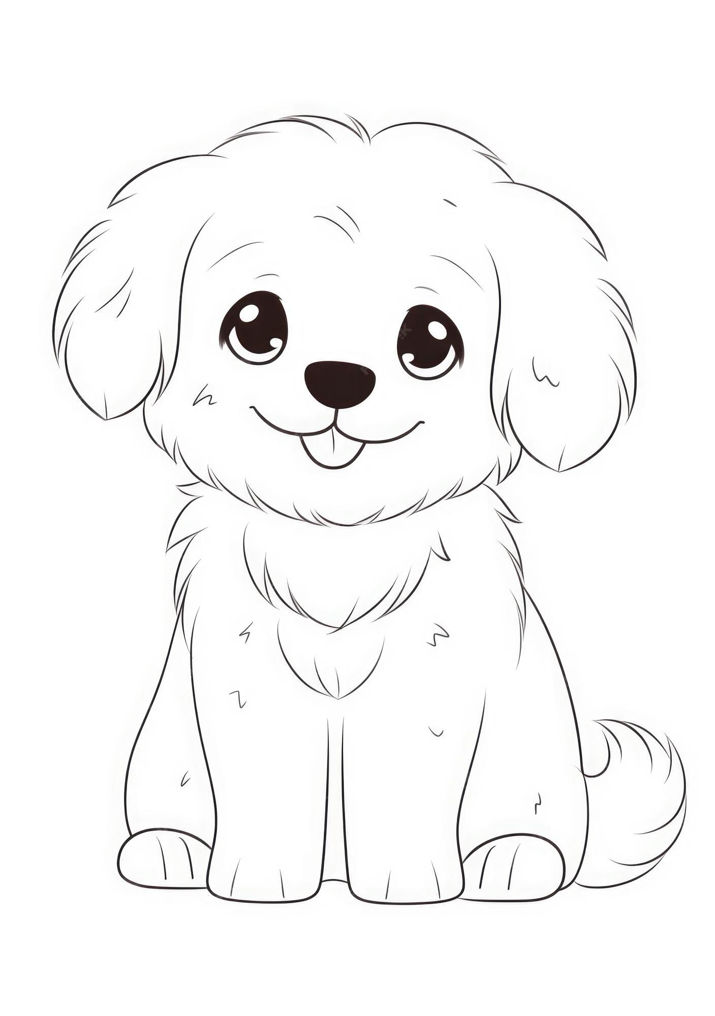 Desenho de cachorro fofo para colorir em papel a4