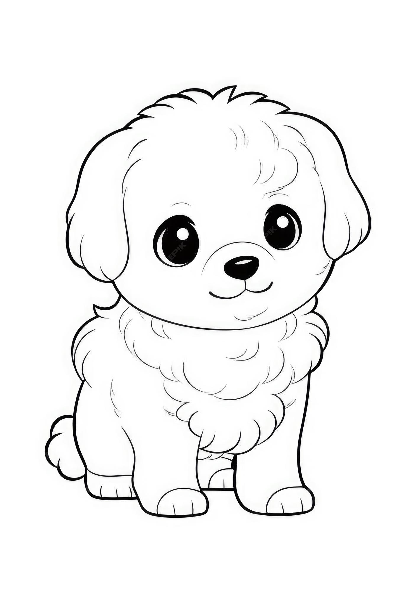 Desenho de cachorro fofo para colorir em papel a4