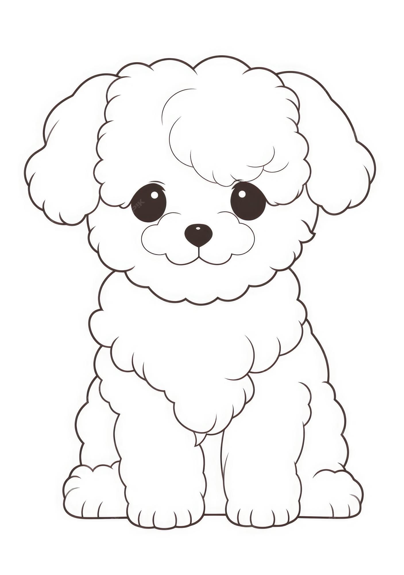 Desenho para colorir de cachorro fofo · Creative Fabrica