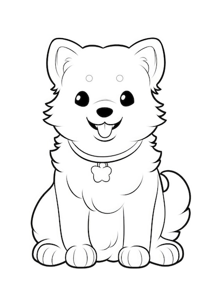 Desenho de cachorro fofo para colorir em papel a4