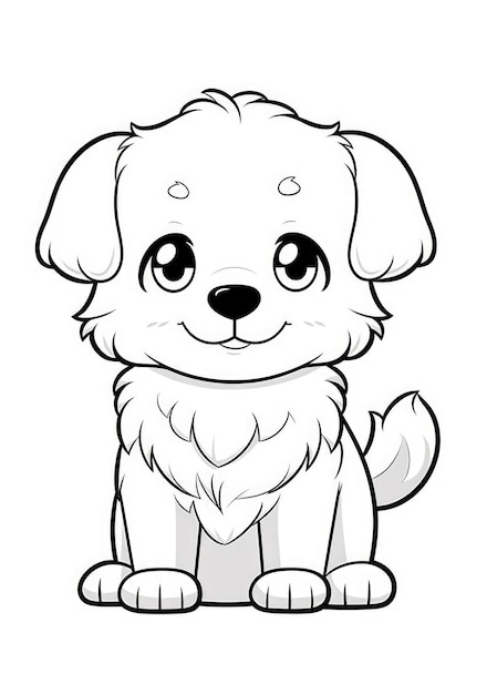 desenho de cachorro fofo para colorir em papel A4