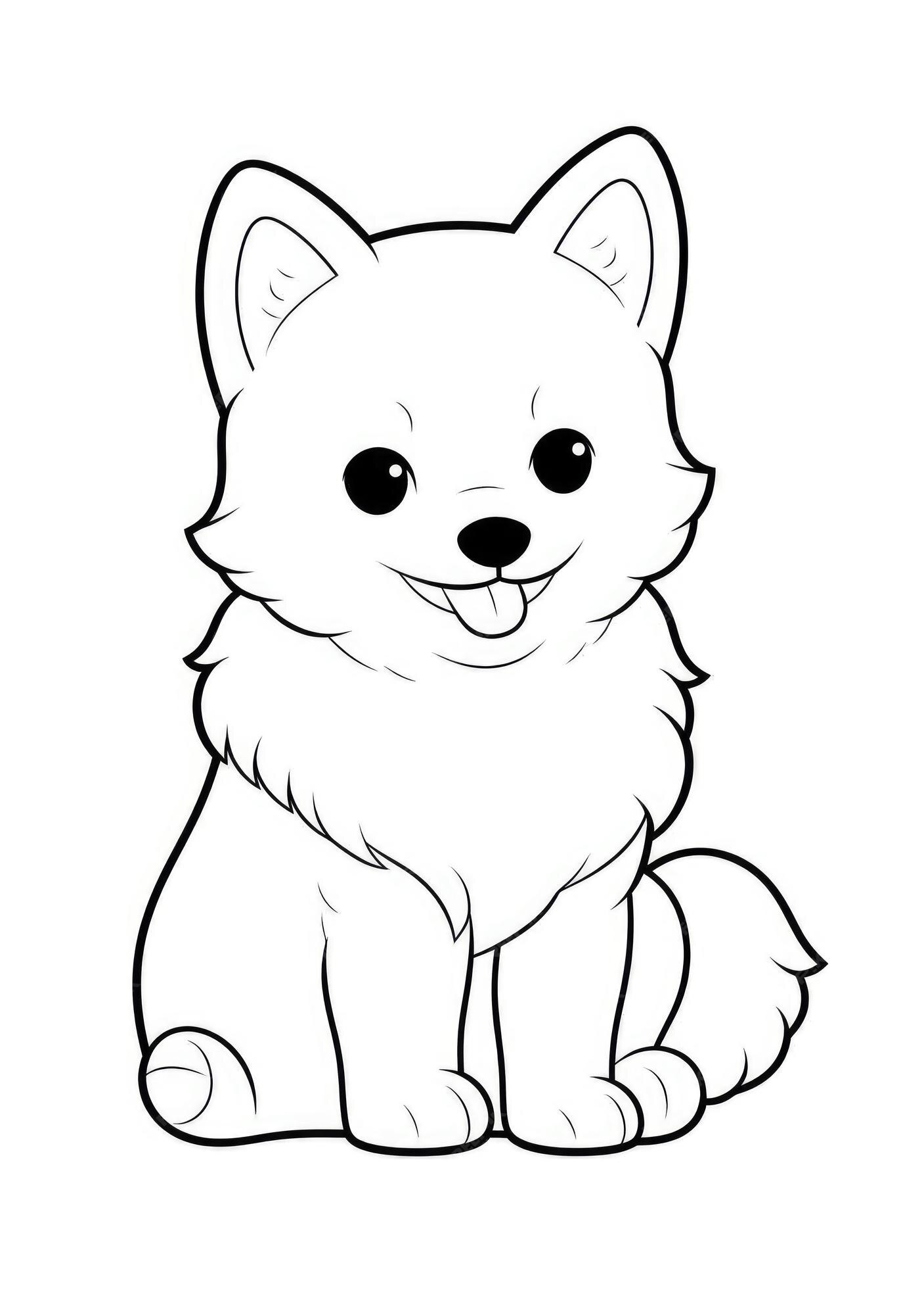 Desenho de cachorro fofo para colorir em papel a4