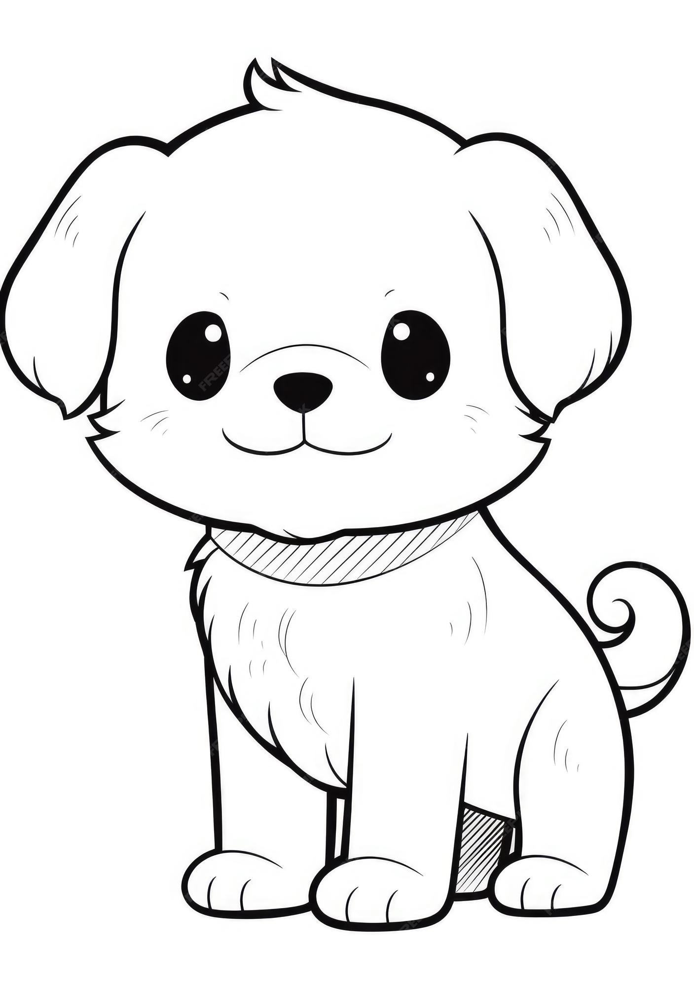 Desenho de cachorro fofo para colorir em papel a4