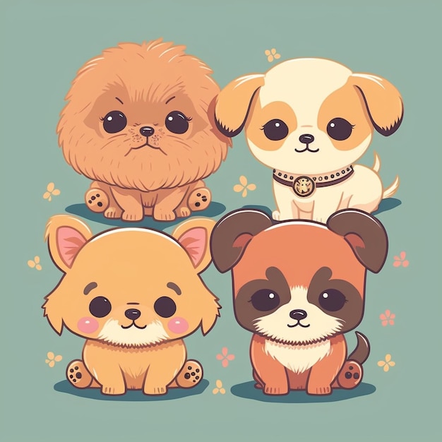 ilustração de cachorro fofo cachorro kawaii chibi estilo de