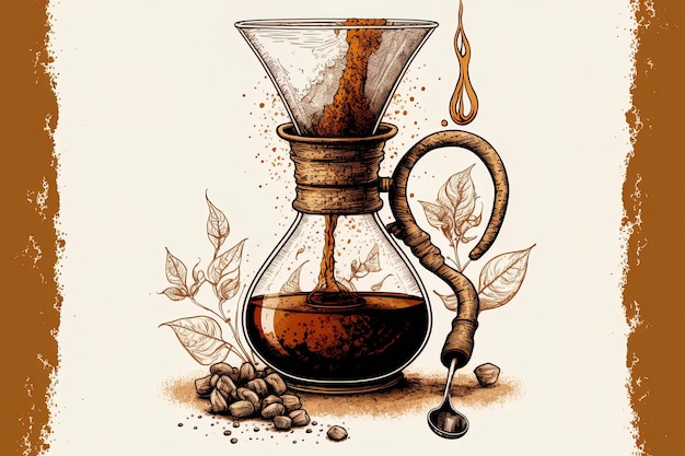 Desenho de café Chemex para um café