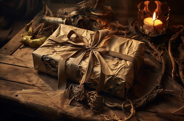 Foto desenho de caixa de presente de luxo de halloween, design de caixa de luxo para presente de ano novo