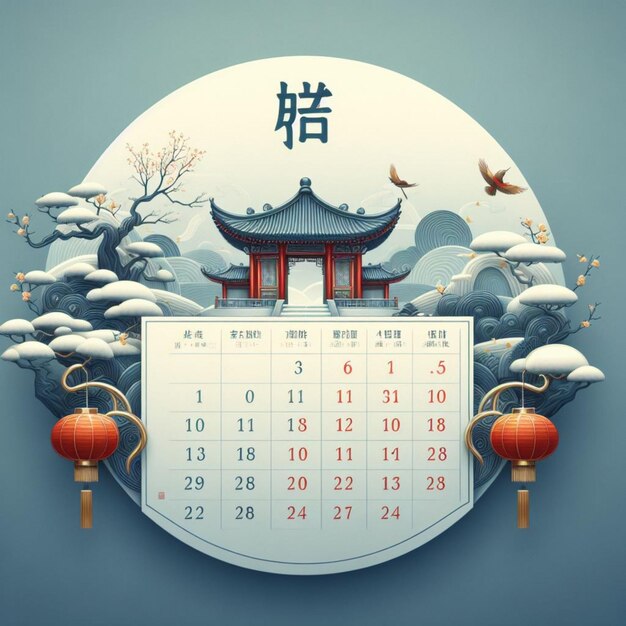 desenho de calendário chinês