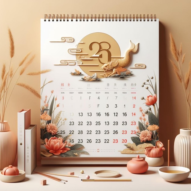 desenho de calendário chinês