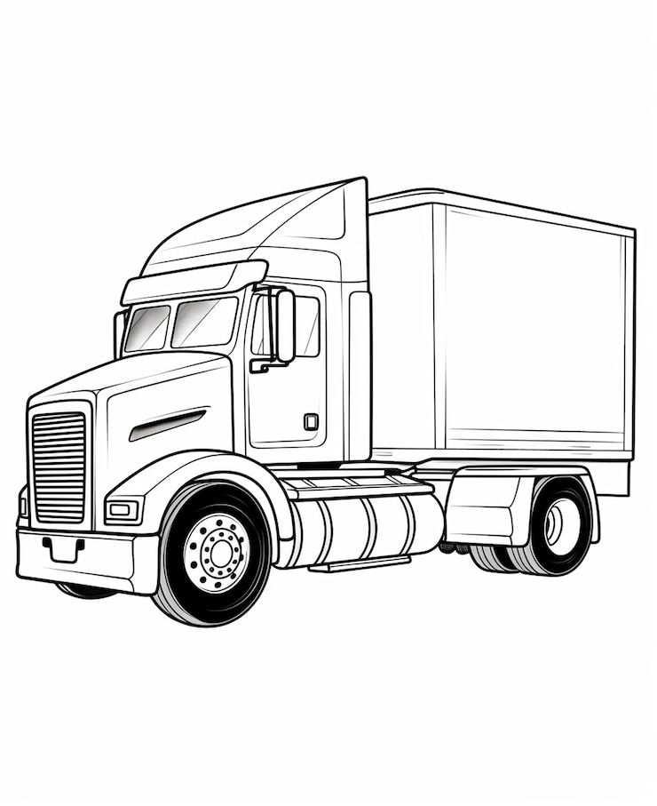 Foto desenho de caminhão camion para colorir para crianças, transporte para colorir e imprimir