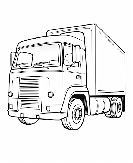 Foto desenho de caminhão camion para colorir para crianças, transporte para colorir e imprimir