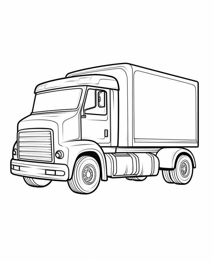Foto desenho de caminhão camion para colorir para crianças, transporte para colorir e imprimir