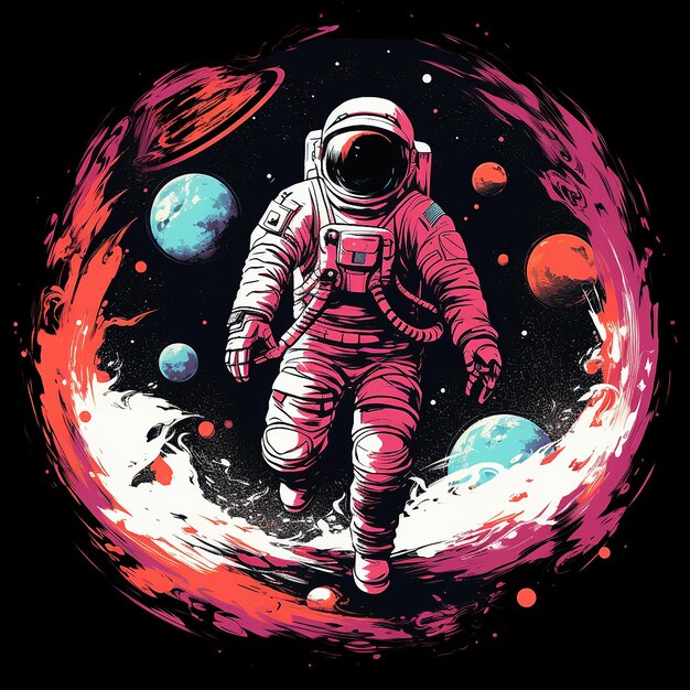 Desenho de camiseta de astronauta espacial