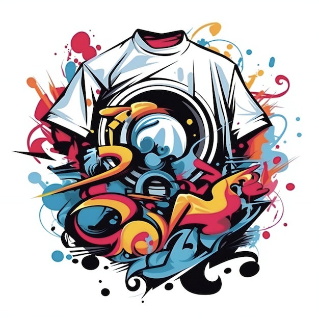 desenho de camiseta de estilo graffiti em fundo branco