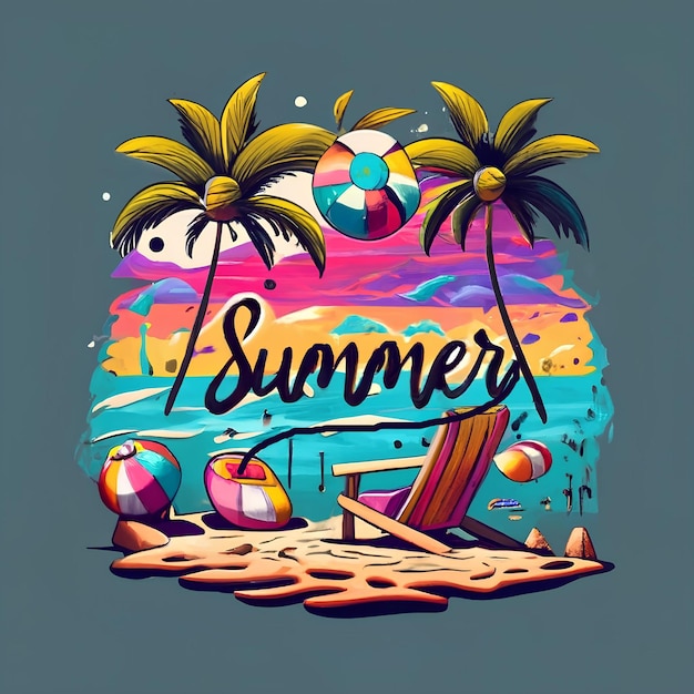 Desenho de camiseta SUMMER Vector AI