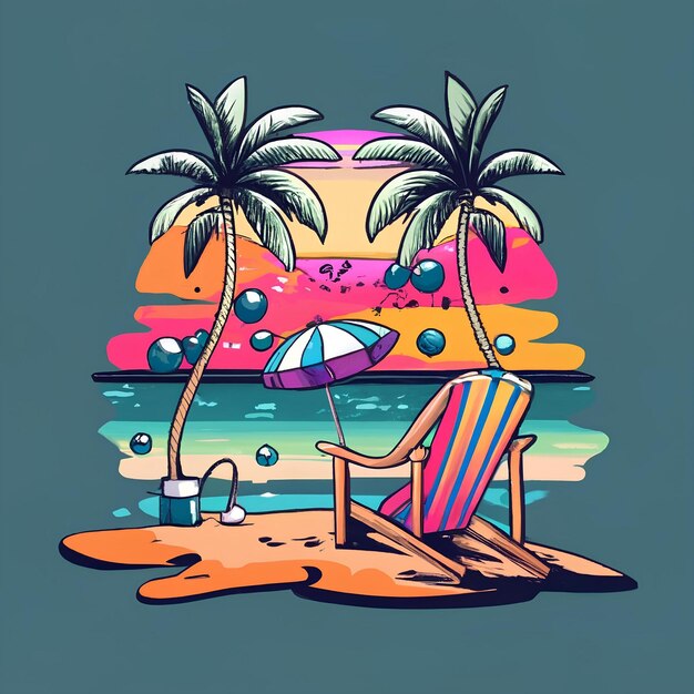 Foto desenho de camiseta summer vector ai