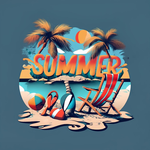 Foto desenho de camiseta summer vector ai