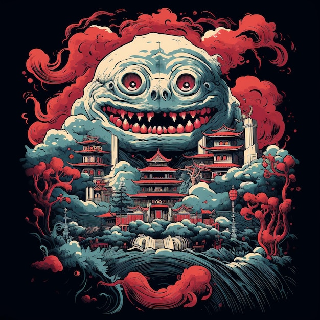 Desenho de camiseta Yokai