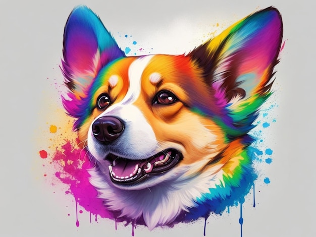 Desenho de cão corgi splatter pintura aquarela AI GENERADO